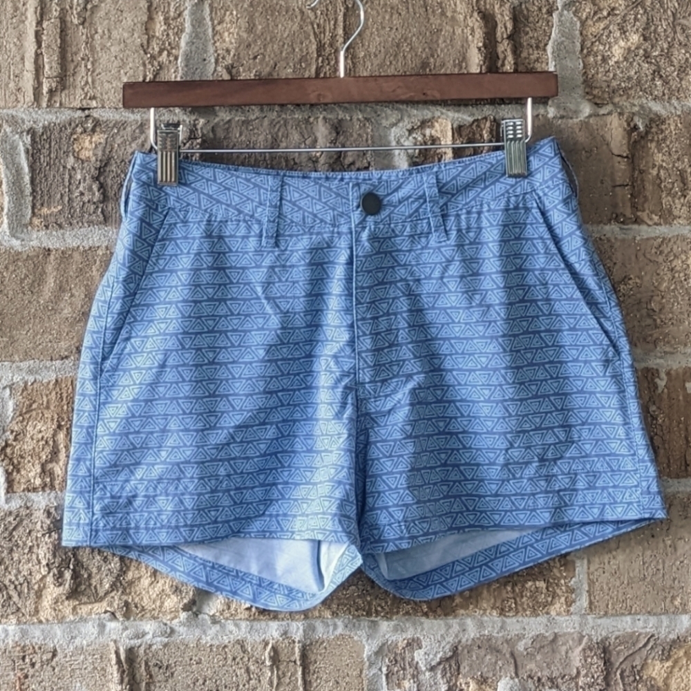 Faherty All Day Shorts Blue Triangle Pattern Size XS 3" Inseam